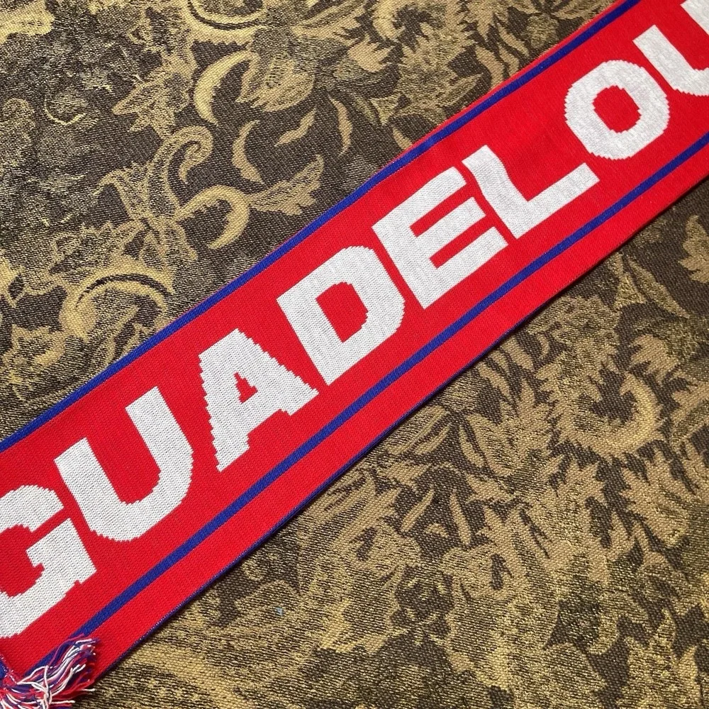 Guadeloupe Soccer Football Scarf Licensed New Red Blue Double Sided New